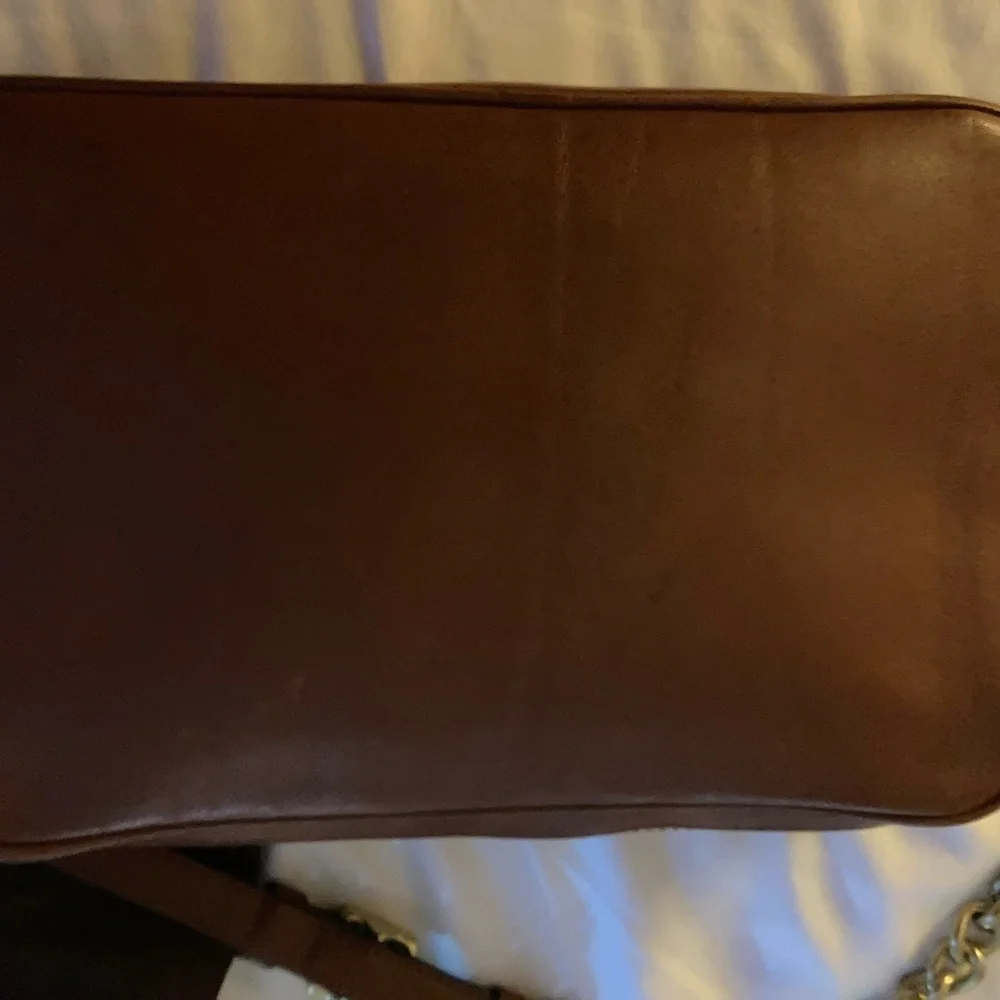 Coach Chestnut Leather Mini Bag with Gold Accents